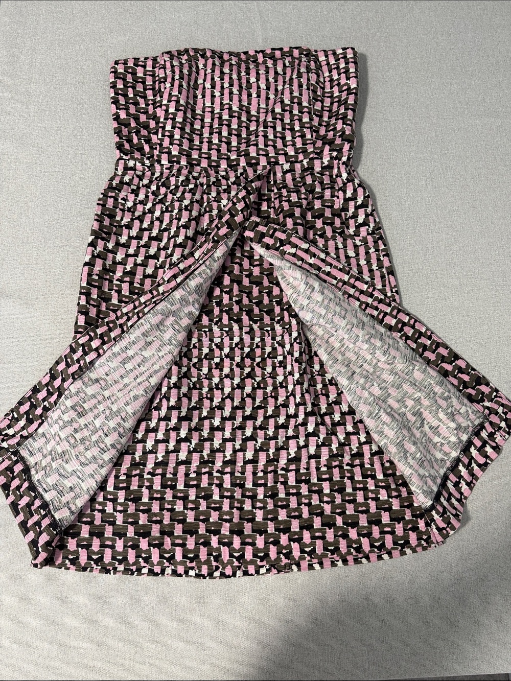 Banana Republic Strapless Pink & Black Patterned Mini Dress SZ4 - Picture 14 of 16